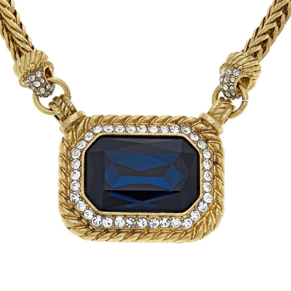 Heidi Daus "Out of the Box" 17" Wheat Chain Drop Necklace - Montana Blue